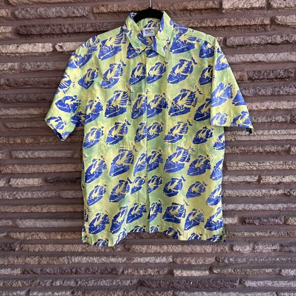 Rum Reggae Men's Cabana Aloha Shirt Humu Humu Hues Fish Motif Size Small - Picture 3 of 10